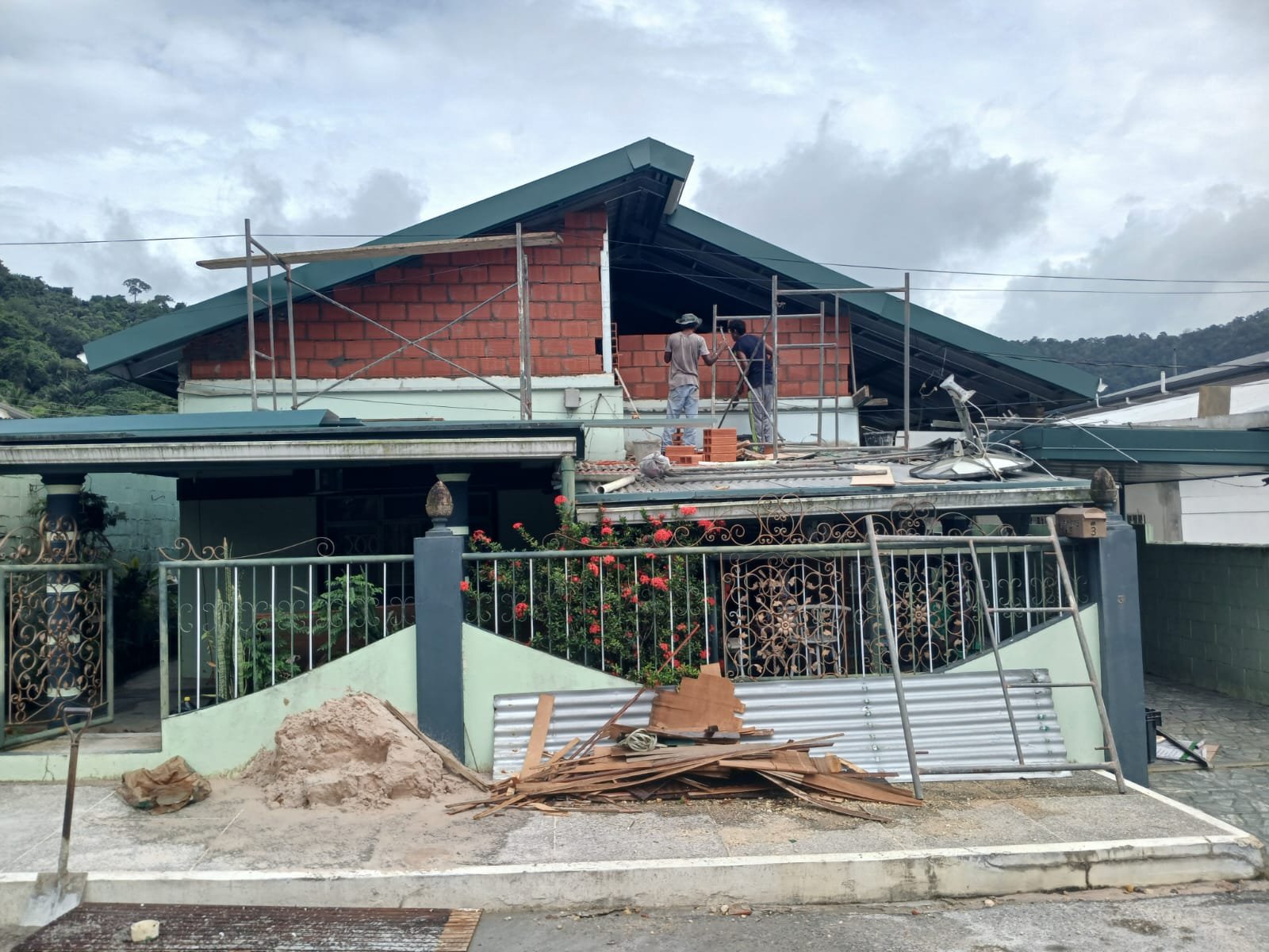 Roofing work in progress